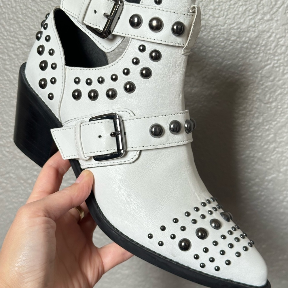 Kurt Geiger Sybil White Studded Ankle Boots
